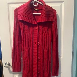 Ladies St Johns Bay red long cardigan